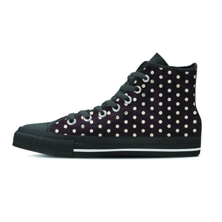 Black And White Tiniy Polka Dot Women's High Top Shoes