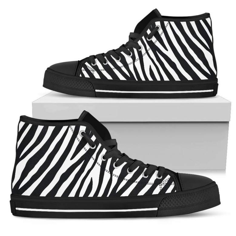 Black White Zebra Pattern Print Men's High Top Shoes