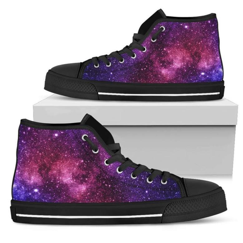 Blue Purple Stardust Galaxy Space Print Women's High Top Shoes