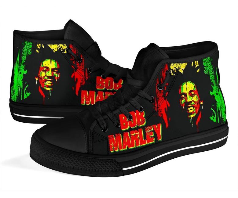 Bob Marley Sneakers High Top Shoes Fan Gift