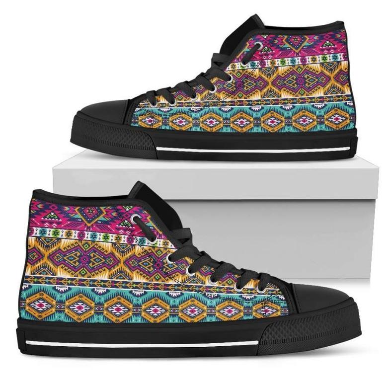 Bright Colors Aztec Pattern Print Men's High Top Shoes