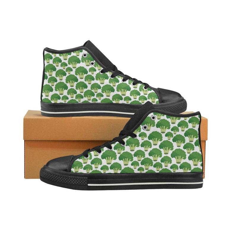 Broccoli Pattern Background Women's High Top Shoes Black