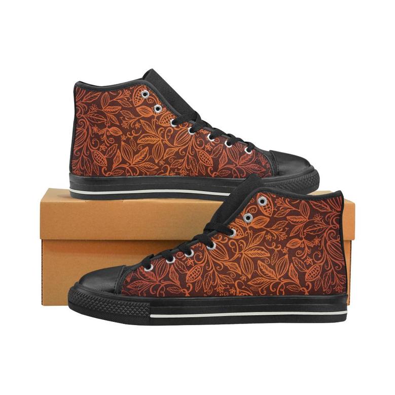 cacao beans tribal polynesian pattern Men's High Top Shoes Black