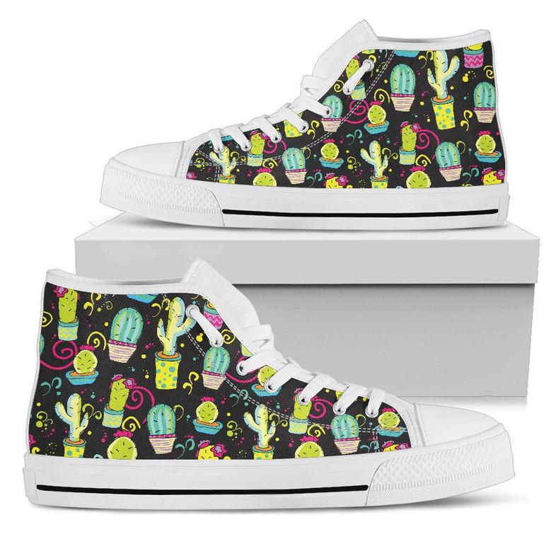 Cactus Neon Style Print Pattern Women High Top Shoes
