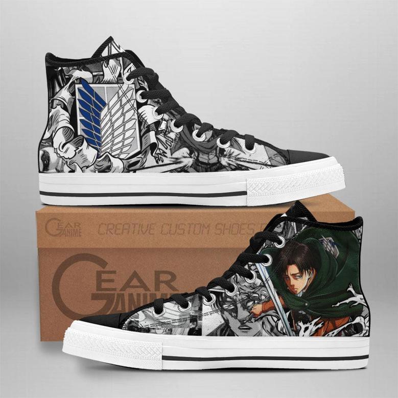 Captain Levi High Top Shoes Custom Anime Attack On Titan Sneakers