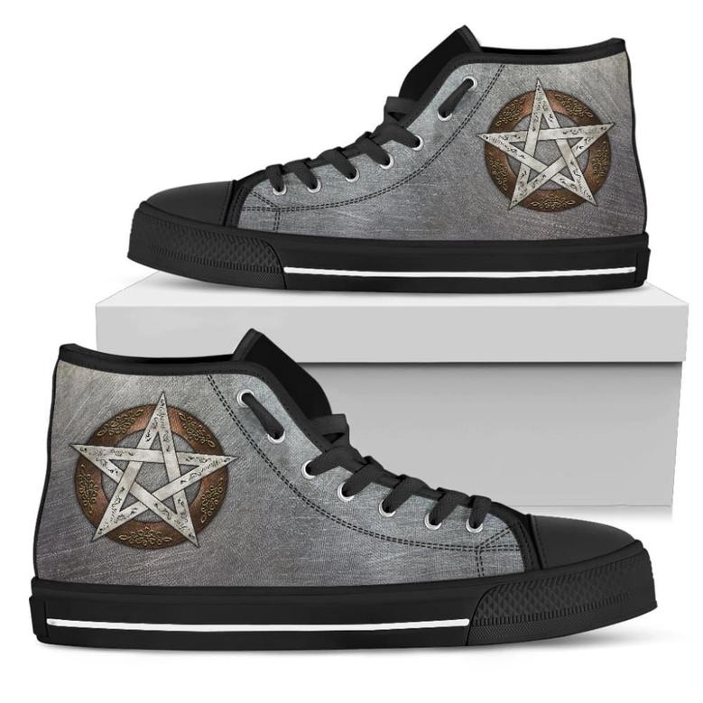 Celticone Men's High Top Shoes Wicca Metal Pentacle