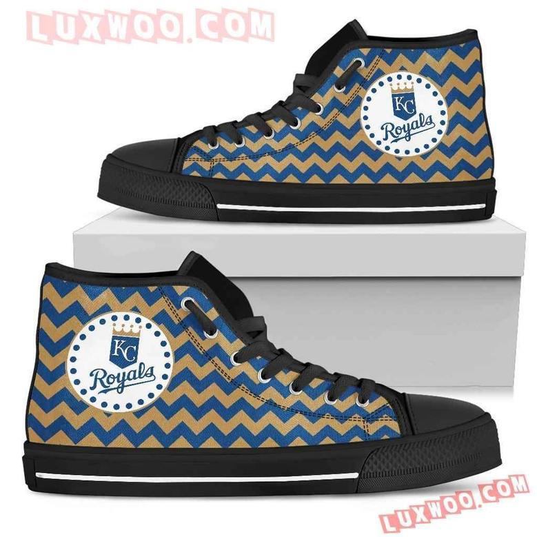 Chevron Broncos Kansas City Royals High Top Shoes Sport Sneakers