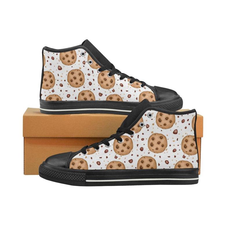 chocolate chip cookie pattern Men's High Top Shoes Black
