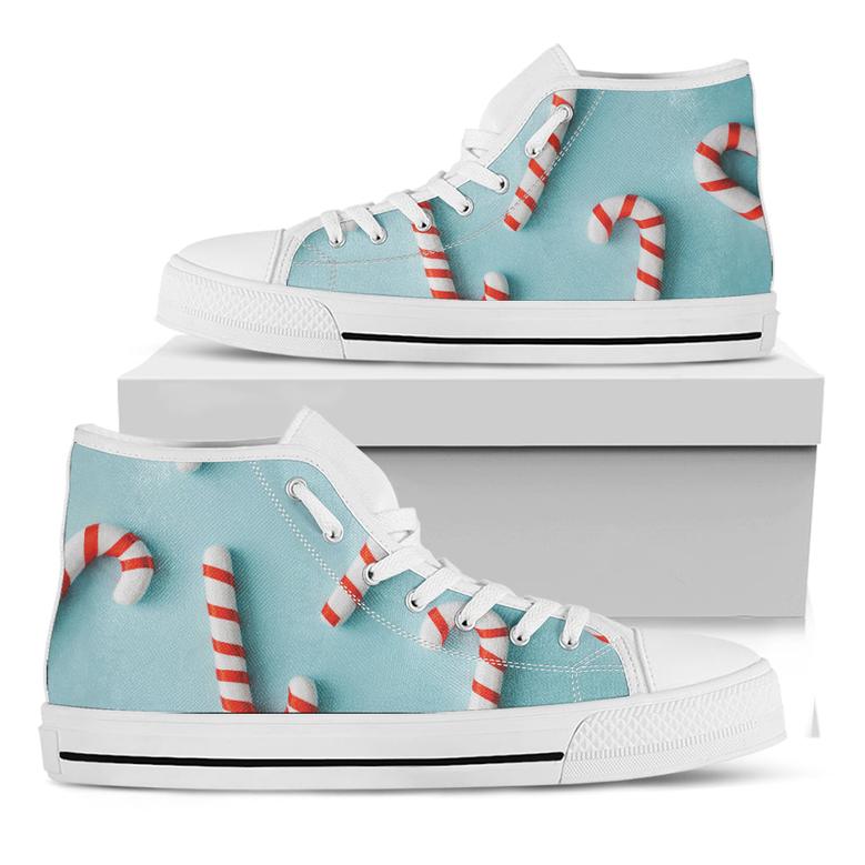 Christmas Candy Candies Pattern Print White High Top Shoes
