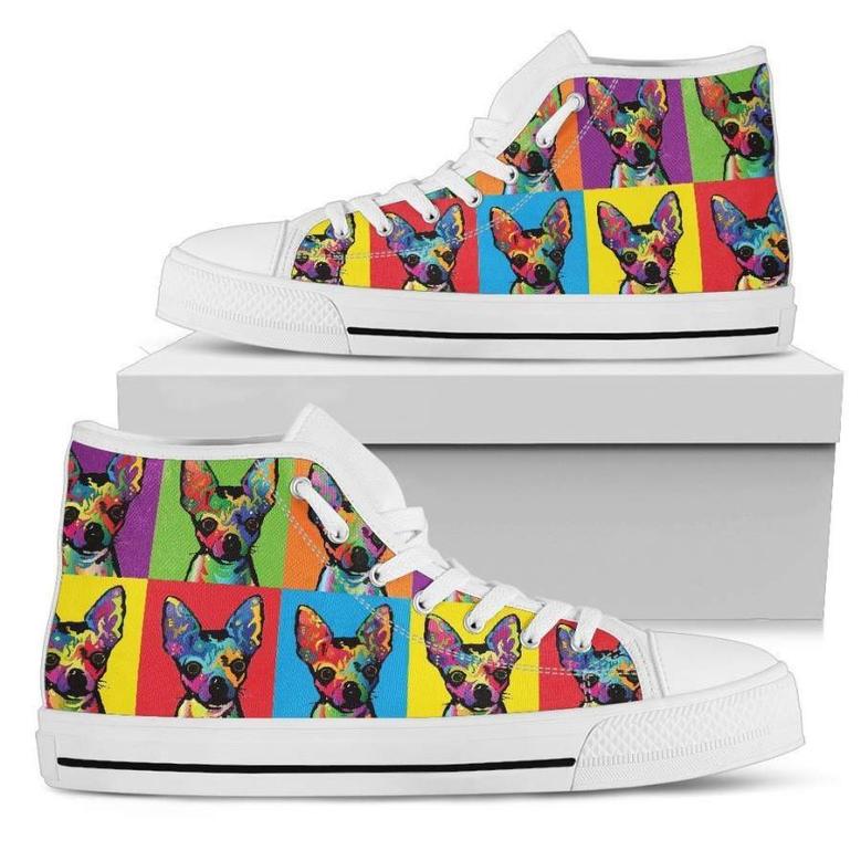 Colorful Chihuahua Women High Top Shoes For Dog Lover