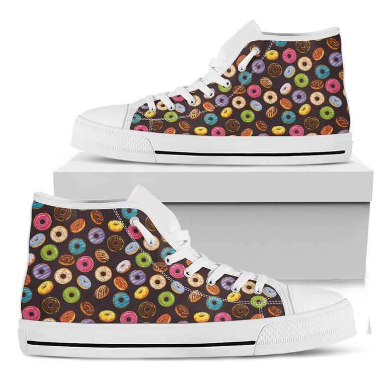 Colorful Donut Pattern Print White High Top Shoes