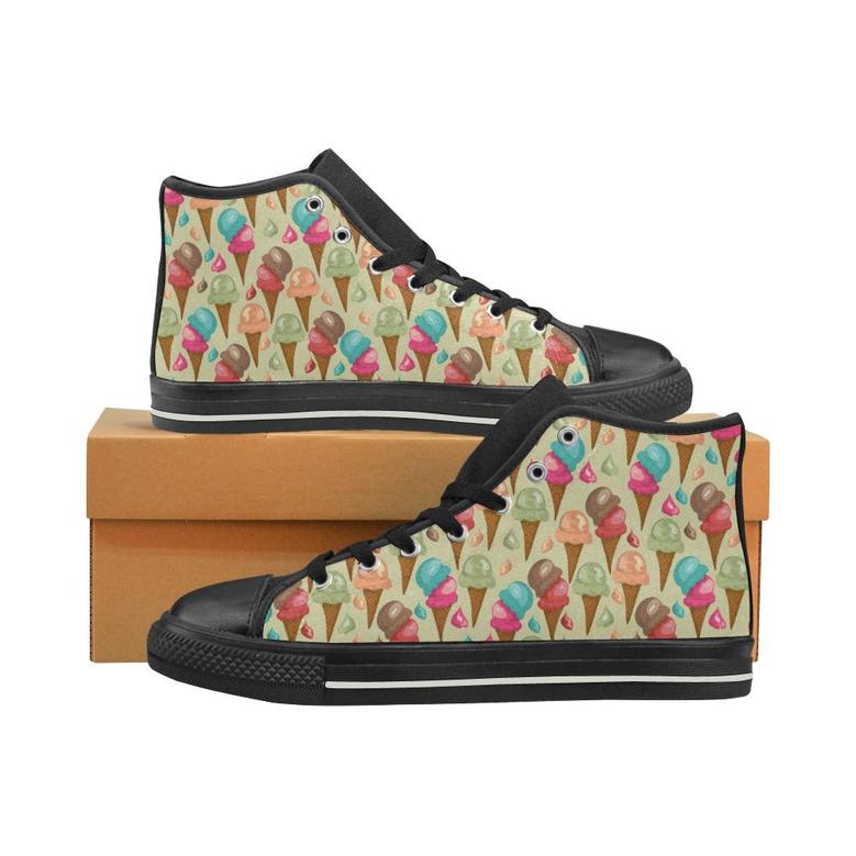 Colorful ice cream pattern Women's High Top Shoes Black