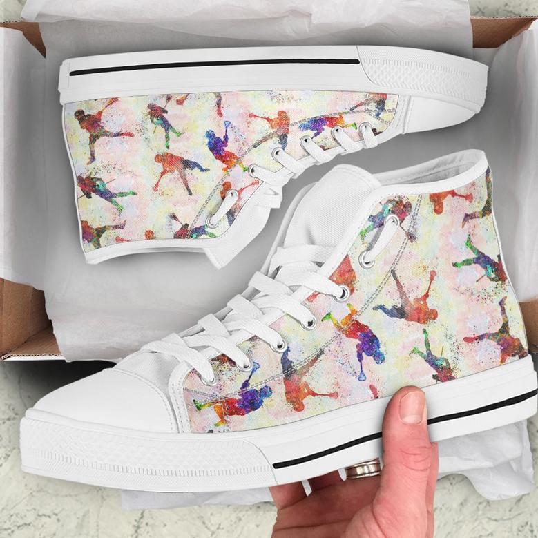 Colorful Lacrosse Players Men High Top Shoes For Sport Lovers