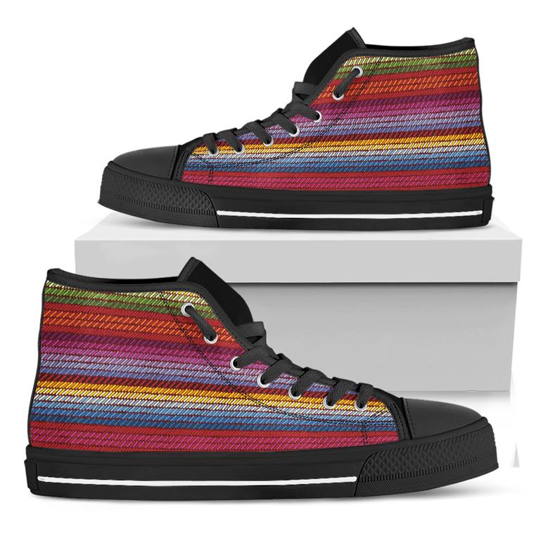 Colorful Mexican Woven Black High Top Shoes