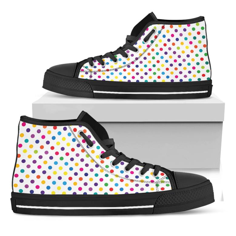 Colorful Polka Dot Black High Top Shoes
