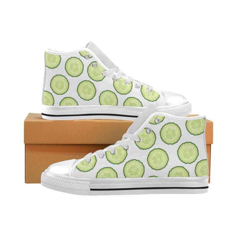 Cucumber slices pattern Men's High Top Shoes White