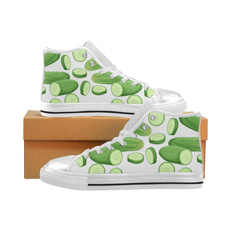 cucumber whole slices pattern Women's High Top Shoes White