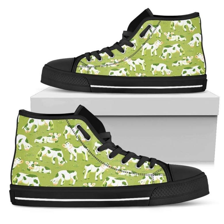 Cute Smiley Cow Pattern Print Women's High Top Shoes