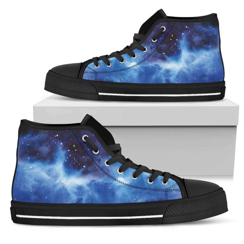 Dark Blue Galaxy Space Print Women's High Top Shoes