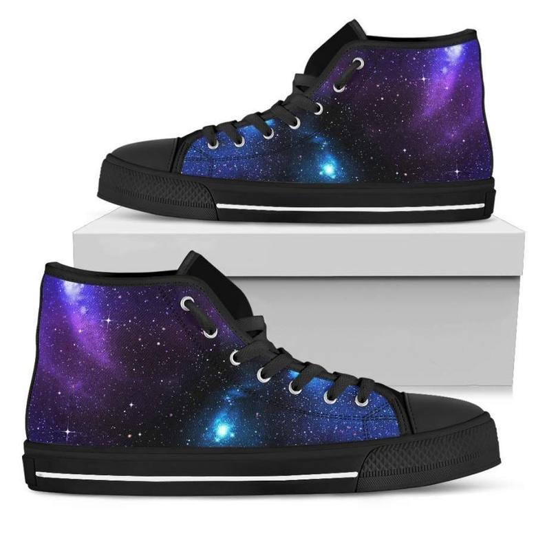 Dark Purple Blue Galaxy Space Print Women's High Top Shoes
