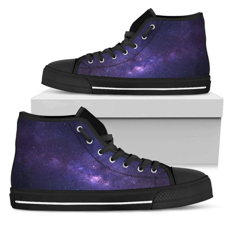 Dark Purple Milky Way Galaxy Space Print Men's High Top Shoes