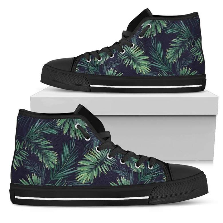 Dark Tropical Palm Leaf Women's High Top Shoes