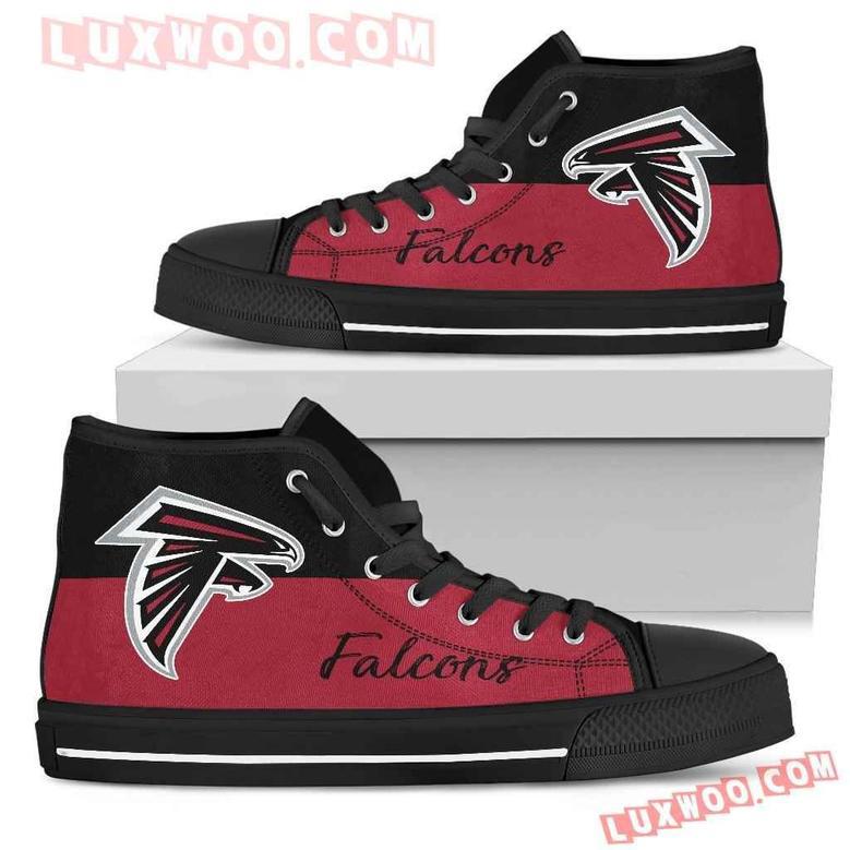 Divided Colours Stunning Logo Atlanta Falcons High Top Shoes Sport Sneakers