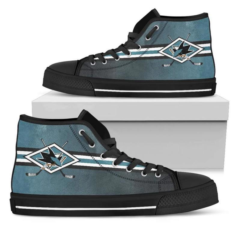 Double Stick Check San Jose Sharks High Top Shoes