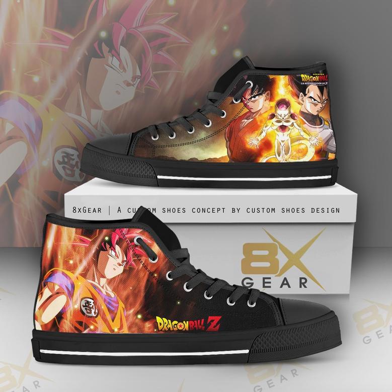 Dragon Ball Son Goku vs Frieza Saga High Top Shoes Design Gift