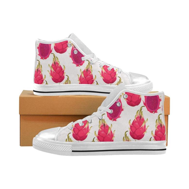 dragon fruits design pattern Women's High Top Shoes White