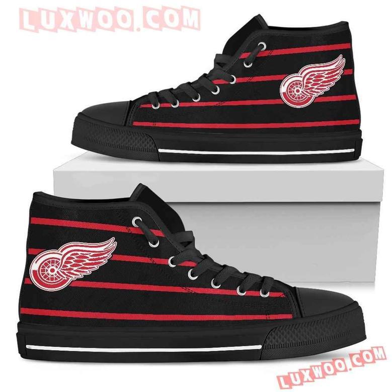 Edge Straight Perfect Circle Detroit Red Wings High Top Shoes Sport Sneakers