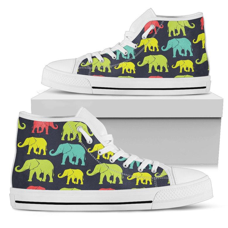 Elephant Neon Color Print Pattern Women High Top Shoes