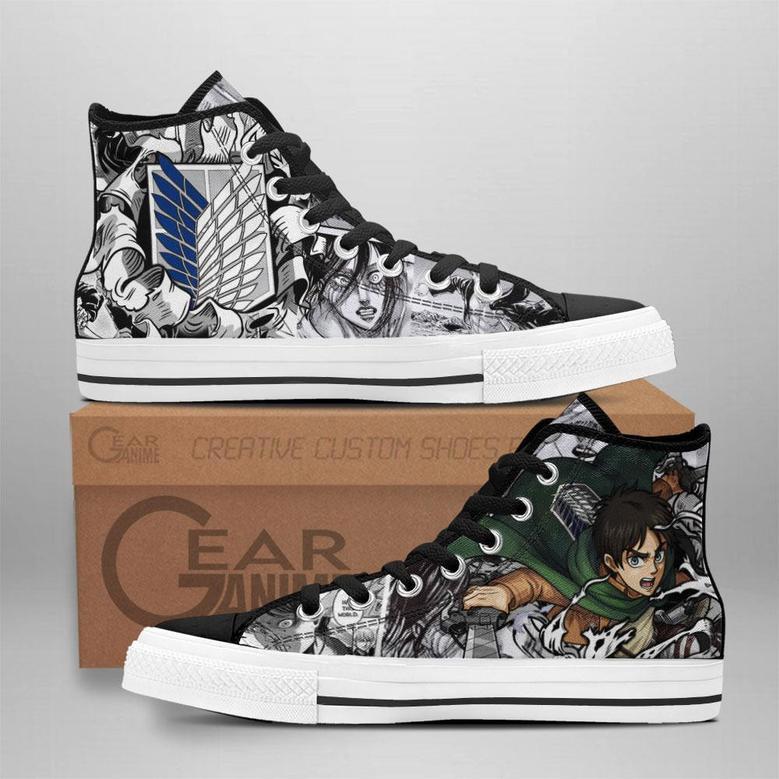 Eren Fighting High Top Shoes Custom Anime Attack On Titan Sneakers