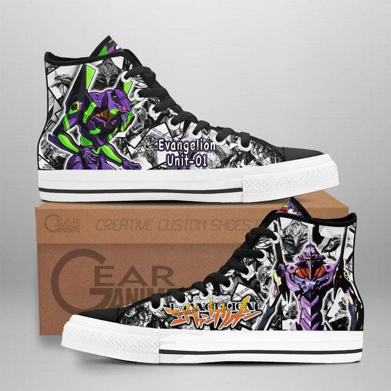 Evangelion High Top Shoes Custom Manga Anime Neon Genesis Evangelion Sneakers