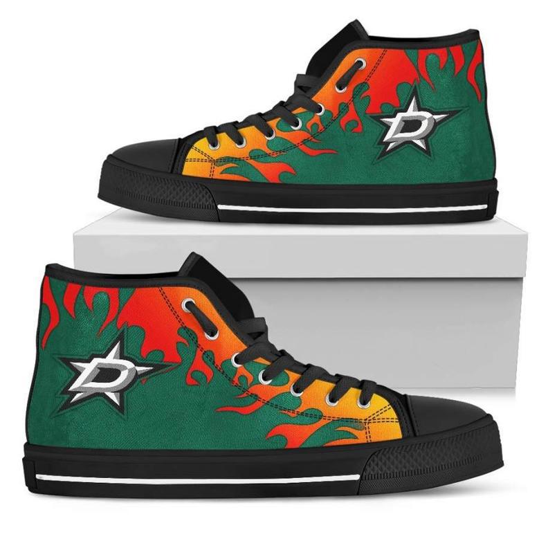 Fire Burning Fierce Strong Logo Dallas Stars High Top Shoes