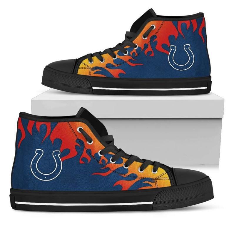 Fire Burning Fierce Strong Logo Indianapolis Colts High Top Shoes