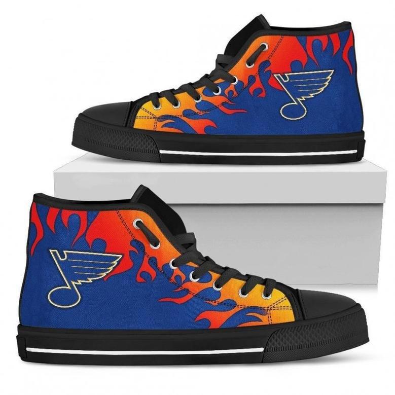 Fire Burning Fierce Strong Logo St. Louis Blues High Top Shoes