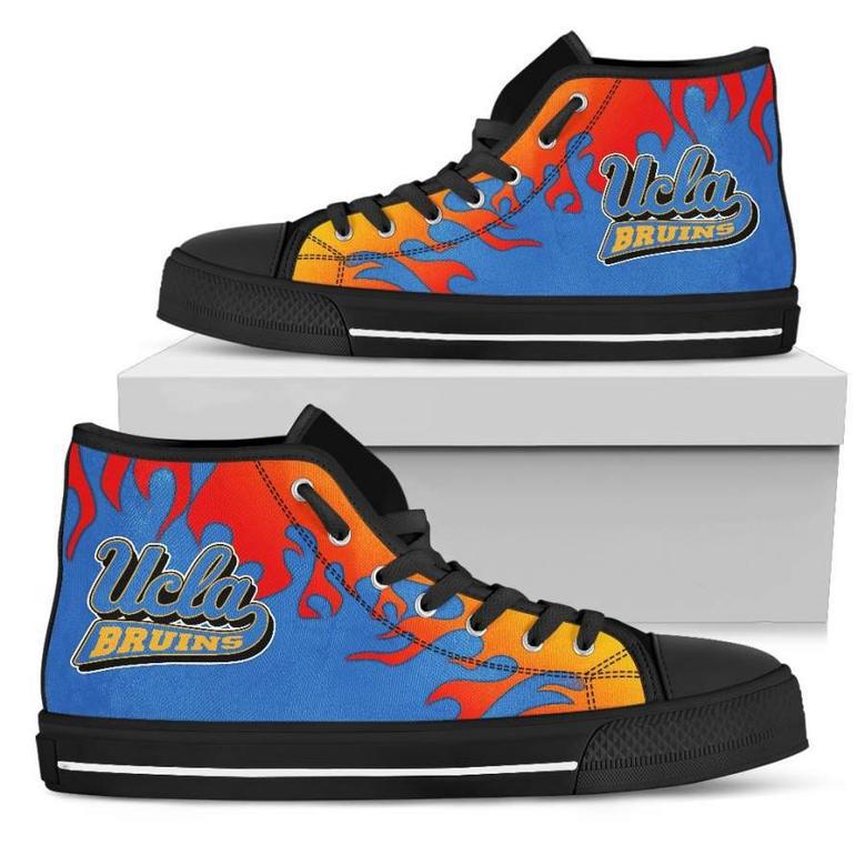 Fire Burning Fierce Strong Logo UCLA Bruins High Top Shoes