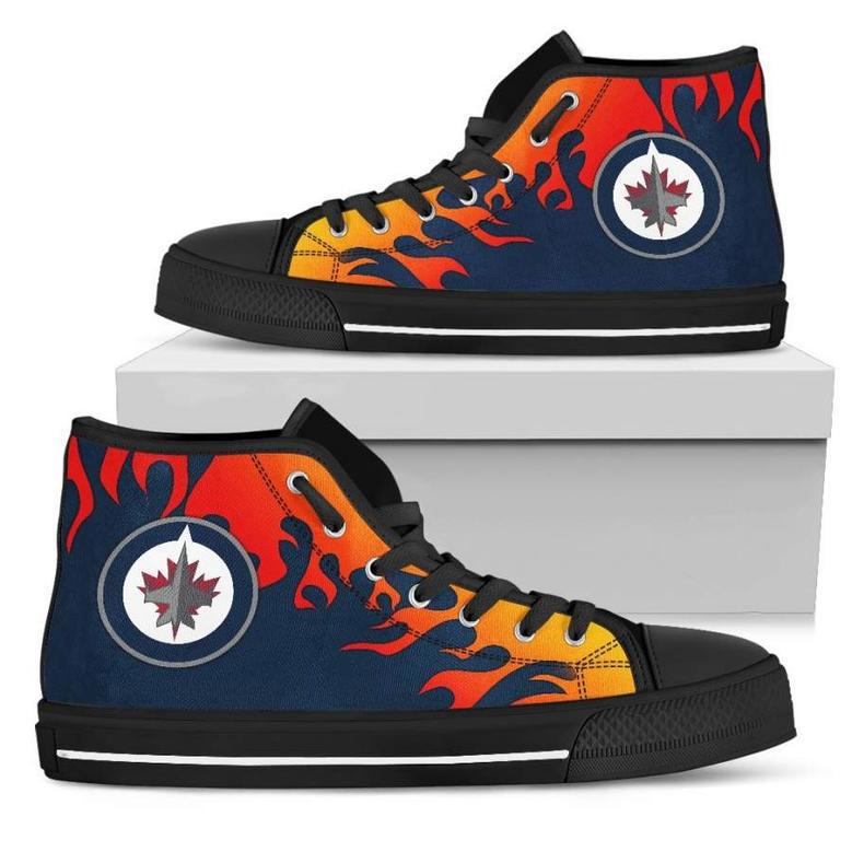 Fire Burning Fierce Strong Logo Winnipeg Jets High Top Shoes