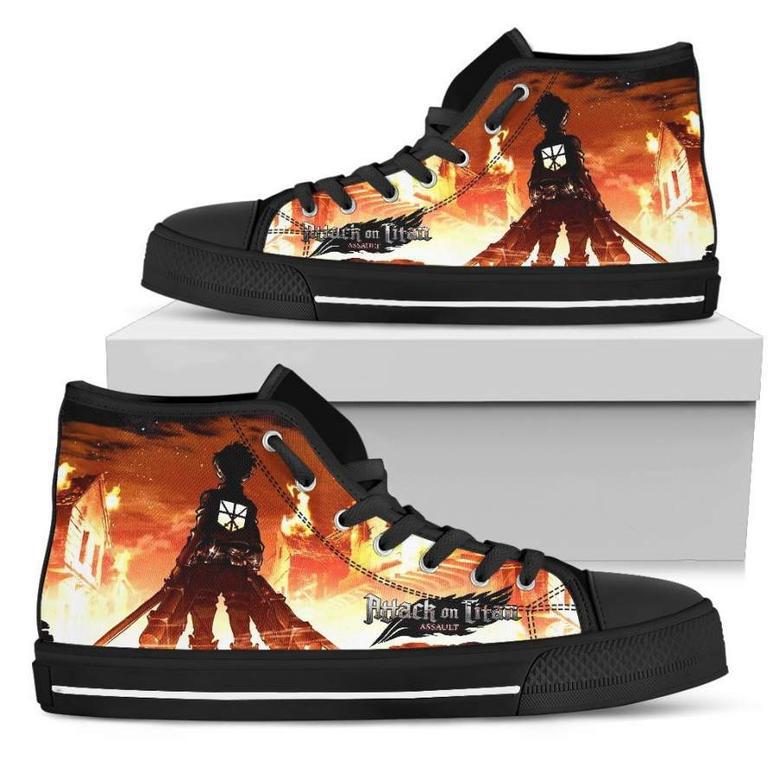 Fire Eren Yeager AOT Sneakers High Top Shoes