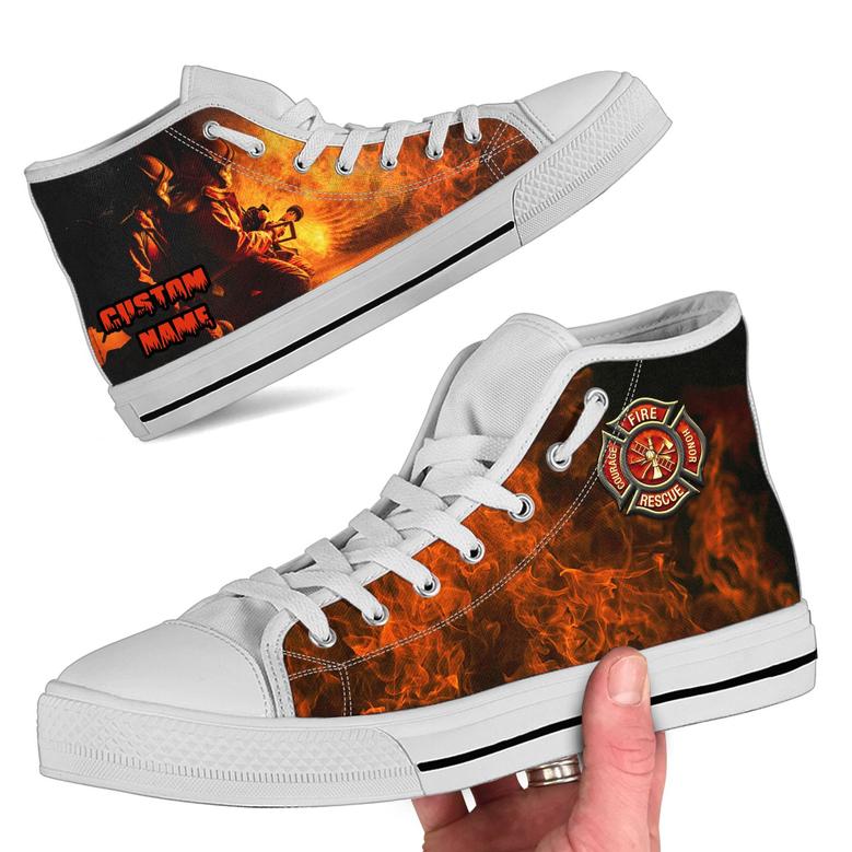 Firefighter Custom Name Men High Top Shoes For Firemen Lovers In Daily Life