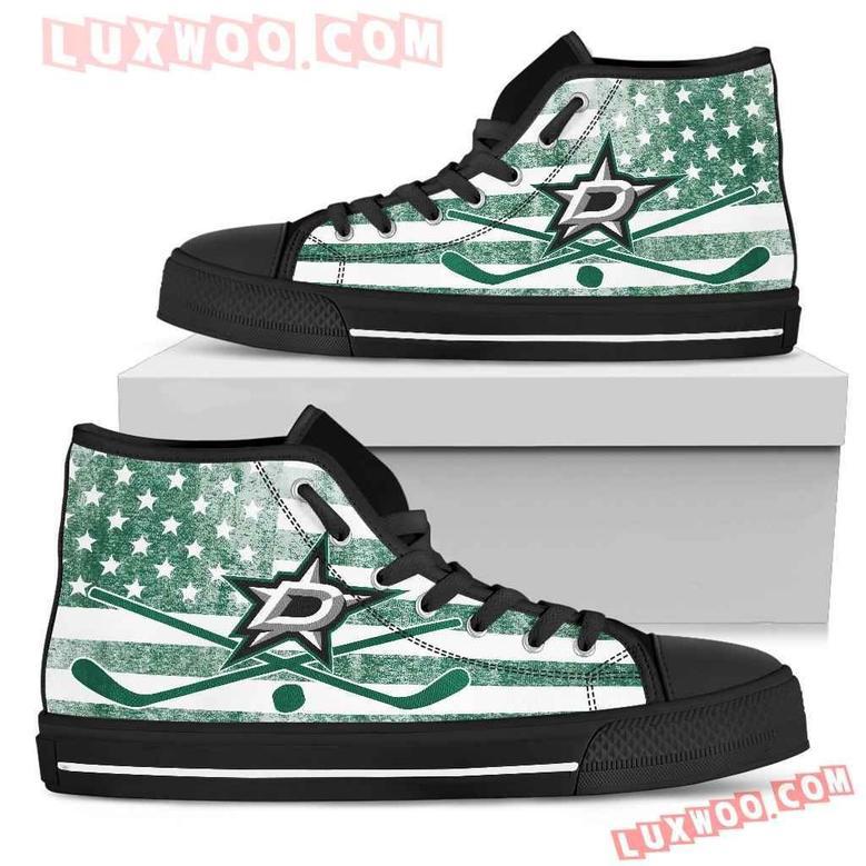 Flag Rugby Dallas Stars High Top Shoes Sport Sneakers