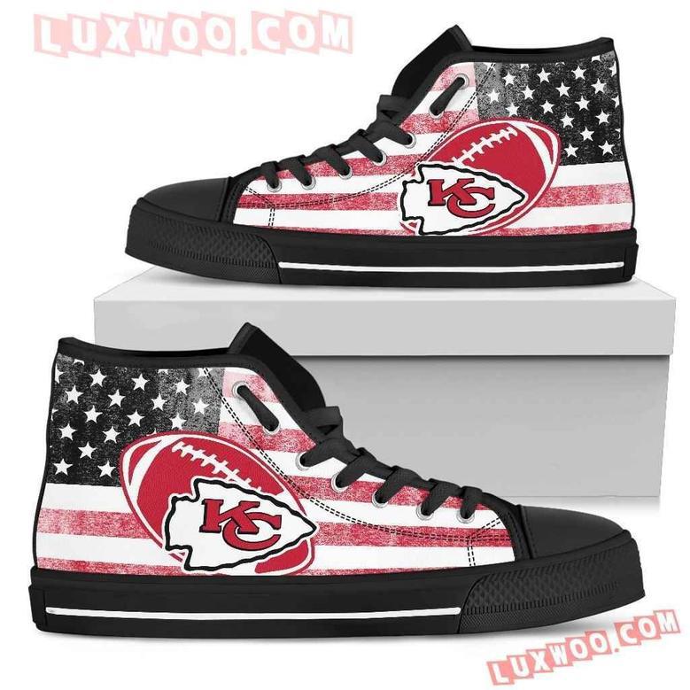 Flag Rugby Kansas City Chiefs High Top Shoes Sport Sneakers