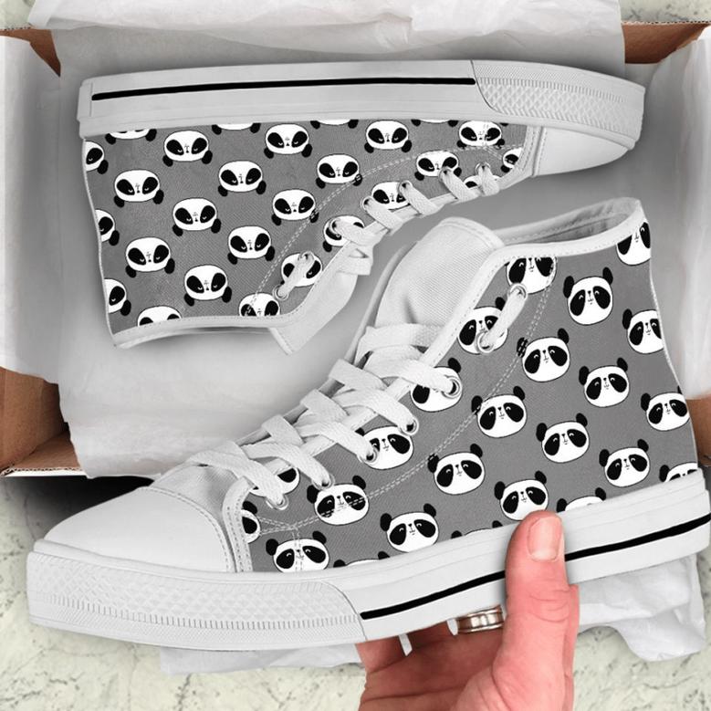 For Panda Lover Full Face Grey For Gift Birthday Canvas High Top Shoes