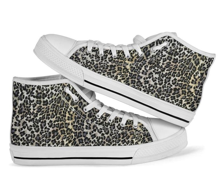 Gray Cheetah Leopard Men Women'S High Top Shoes