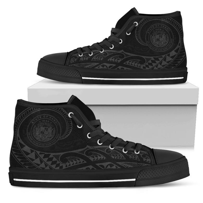 Hawaii State Tattoo Swirly Gray Polynesian High Top Shoes