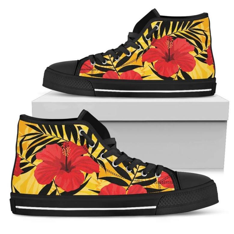 Hawaiian Hibiscus Flowers Pattern Print Women's High Top Shoes