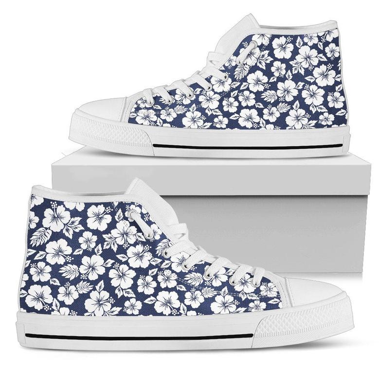 Hibiscus Blue Hawaiian Flower Style Women High Top Shoes