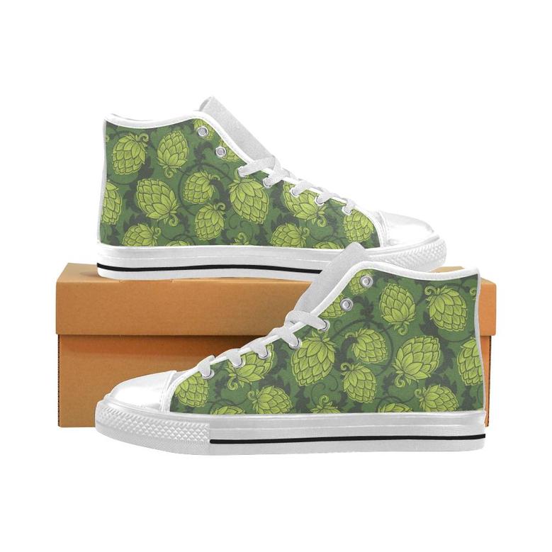 Hop pattern Hop cone background Men's High Top Shoes White