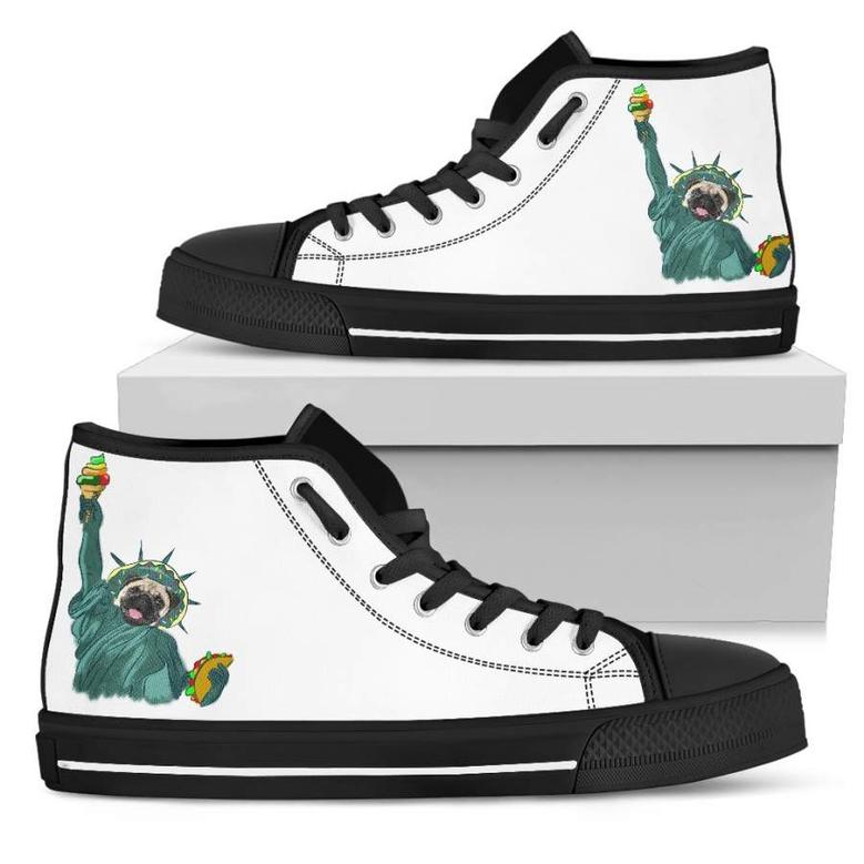 Independence Day With A Donut Pug High Top Shoes